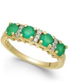 Emerald (1-1/5 Ct. T.w.) & Diamond Ring (1/10 Ct. T.w.) In 14k Gold