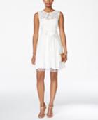 Betsy & Adam Lace Tulle Fit & Flare Dress