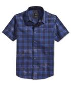 Guess Men's Nathan Tie-dye Plaid Short-sleeve Shirt