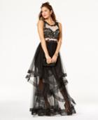 Say Yes To The Prom Juniors' Embellished Sheer Tiered-skirt Gown, A Macy's Exclusive Style