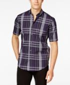 Alfani Men's Big And Tall Plaid Short-sleeve Shirt, Classic Fit