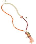Betsey Johnson Gold-tone Multi-stone Hula Girl Pendant Necklace