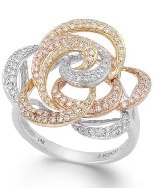 Trio By Effy Diamond Tri-tone Flower Ring In 14k Gold (5/8 Ct. T.w.)
