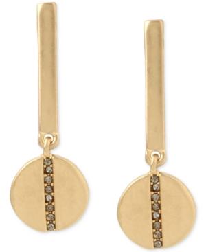 Kenneth Cole New York Gold-tone Pave Bar Disc Drop Earrings