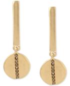 Kenneth Cole New York Gold-tone Pave Bar Disc Drop Earrings