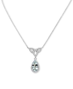 Aquamarine (1-3/4 Ct. T.w.) & Diamond (3/8 Ct. T.w.) 16 Pendant Necklace In 14k White Gold