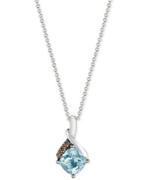 Le Vian Chocolatier Sea Blue Aquamarine (3/4 Ct. T.w.) And Diamond Accent Pendant Necklace In 14k White Gold