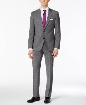 Hugo By Hugo Boss Men's Slim-fit Gray Glen Plaid Suit