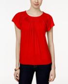 Style & Co. Pleated-neck Top, Only At Macy's