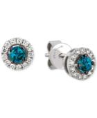 Le Vian White And Blue Diamond Stud Earrings (1/2 Ct. T.w.) In 14k White Gold
