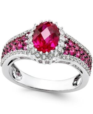 Certified Ruby (2-1/2 Ct. T.w.) And Diamond (3/8 Ct. T.w.) Ring In 14k White Gold