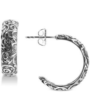 American West Filigree Half Hoop Earrings In Sterling Silver