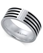 Sutton By Rhona Sutton Men's Stainless Steel Striped Ring