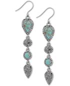 Lucky Brand Silver-tone Blue Stone Linear Drop Earrings