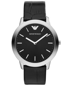 Emporio Armani Watch, Men's Dino Slim Black Croco Leather Strap 42mm Ar1741