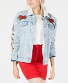 Kendall + Kylie Embroidered Pile-trim Trucker Jacket