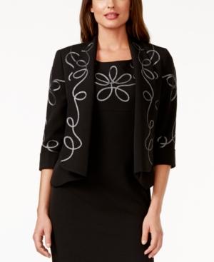 Kasper Crepe Embellished-swirl Open-front Jacket