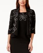 Kasper Crepe Embellished-swirl Open-front Jacket