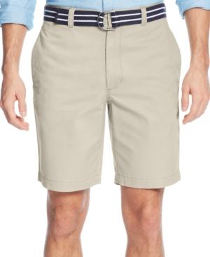 Club Room Men's Estate Flat-front Shorts With Belt 9 Inseam, Created For Macy's