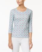 Charter Club Petite Cotton Tile-print Top, Only At Macy's