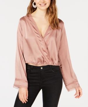 Gypsies & Moondust Juniors' Lace & Satin Surplice Top