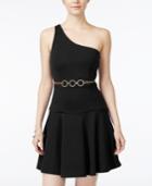 Xoxo Juniors' One-shoulder Fit & Flare Dress With Chain Belt
