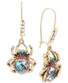 Betsey Johnson Gold-tone Multi-stone Spider Drop Earrings