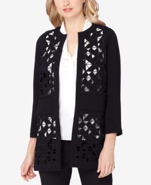 Tahari Asl Laser-cut Cutout Blazer