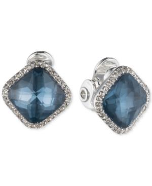 Anne Klein Silver-tone Blue Stone Clip-on Stud Earrings