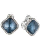 Anne Klein Silver-tone Blue Stone Clip-on Stud Earrings