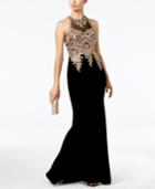 Xscape Velvet Embroidered Gown