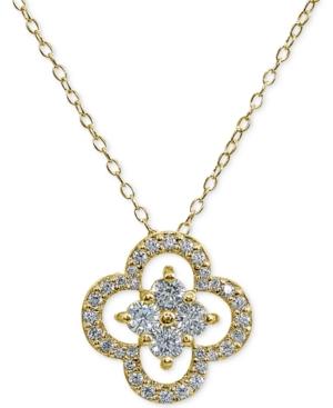 Giani Bernini Cubic Zirconia Flower 18 Pendant Necklace In Sterling Silver, Created For Macy's