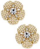 Kate Spade New York Gold-tone Imitation Pearl And Crystal Flower Stud Earrings