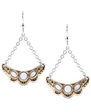 American West Two-tone White Mother Of Pearl Gemstone Earrings
