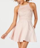Speechless Juniors' Embroidered Halter Fit & Flare Dress