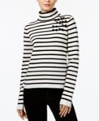 Maison Jules Striped Mock-neck Sweater, Created For Macy's