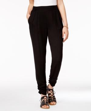 Rewash Juniors' Pleat-front Ruched-ankle Soft Pants