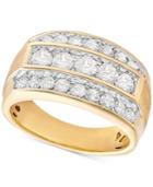 Men's Diamond Linear Cluster Ring (2 Ct. T.w.) In 10k Gold