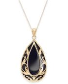 Onyx (32 X 20mm) Filigree 18 Pendant Necklace In 14k Gold