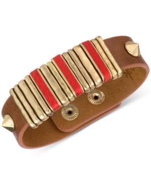 The Sak Brown Leather Slider Accent And Stud Snap Bracelet