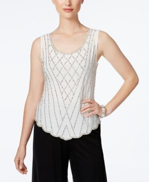 Msk Beaded Scalloped-front Top