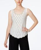 Msk Beaded Scalloped-front Top