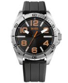 Hugo Boss Men's Boss Orange Black Silicone Strap Watch 48mm 1512943