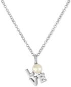 Majorica Silver-tone Imitation Pearl Love Pendant Necklace