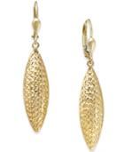 Textured Navette Drop Earrings In 14k Gold