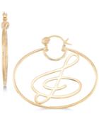 Sis By Simone I. Smith Treble Clef Hoop Earrings In 14k Gold Over Sterling Silver