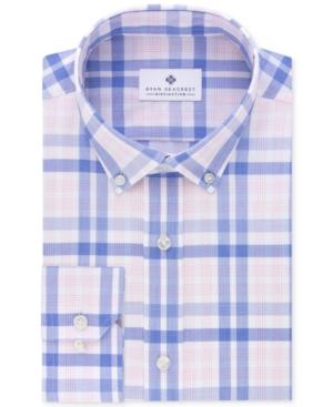 Ryan Seacrest Distinction Men's Slim-fit Non-iron Periwinkle Bold Check Dress Shirt, Only At Macy's