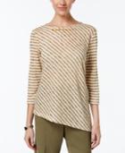 Alfred Dunner Cactus Ranch Collection Striped Asymmetrical-hem Top