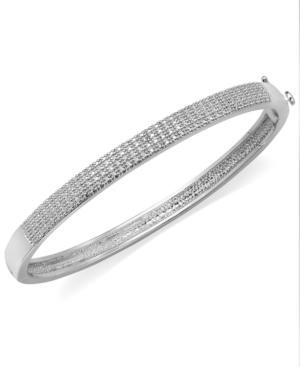18k Gold Over Sterling Silver-plated Or Silver-plated Diamond Accent Hinge Bangle Bracelet