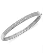 18k Gold Over Sterling Silver-plated Or Silver-plated Diamond Accent Hinge Bangle Bracelet